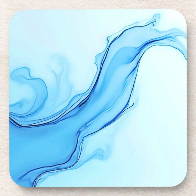 Ethereal Blue Liquid Art Wirbel Getränkeuntersetzer (Vorderseite)