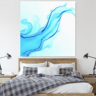 Ethereal Blue Liquid Art Wirbel Leinwanddruck