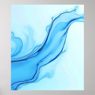 Ethereal Blue Liquid Art Wirbel Poster