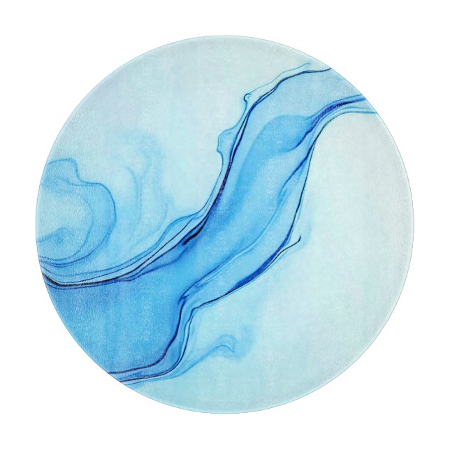 Ethereal Blue Liquid Art Wirbel Schneidebrett (Vorderseite)