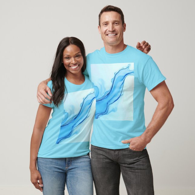 Ethereal Blue Liquid Art Wirbel T-Shirt (Unisex)