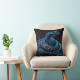Ethereal Blue Serpent | Mystic Fantasy Snake Decor Kissen