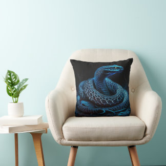 Ethereal Blue Serpent | Mystic Fantasy Snake Decor Kissen