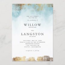 Ethereal Blue Watercolor und Gold Wedding