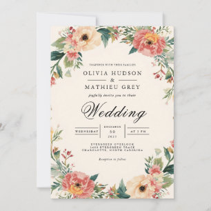 Ethereal Blush Floral Blüh Wedding Einladung