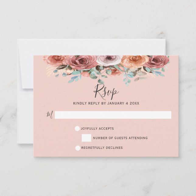 Ethereal Blush Peach & Blue Minze Bläschen UAWG RSVP Karte (Vorderseite)