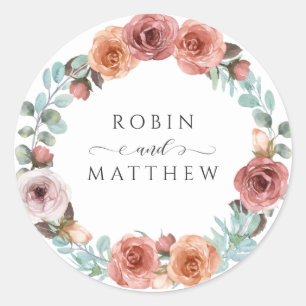 Ethereal Blush Peach Floral Wedding Runder Aufkleber