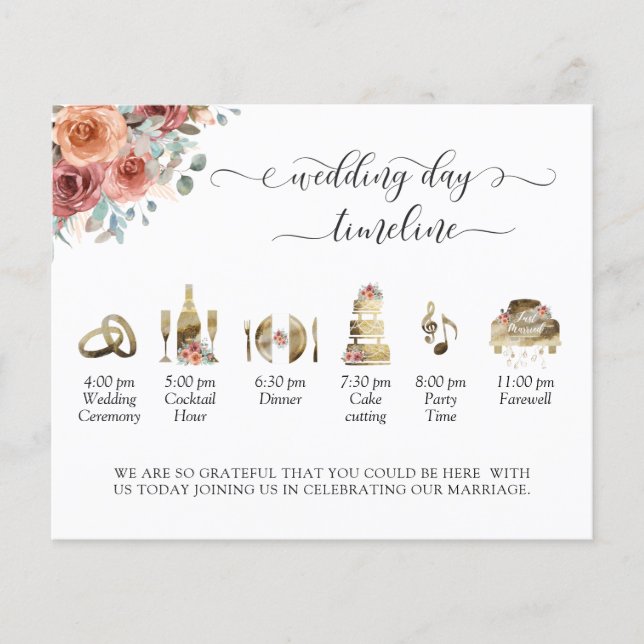 Ethereal Blush Peach Wedding Timeline und Programm (Vorderseite)