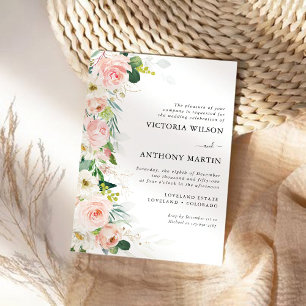 Ethereal Blush Pink Roses Hochzeitsfeier Einladung