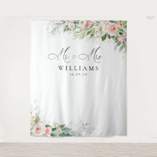 Ethereal Blush Pink Roses Hochzeitstorte Wandteppich