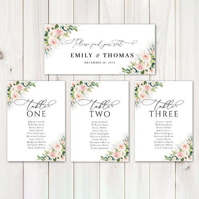 Ethereal Blush Pink Roses Wedding Head Table Sign (Von Creator hochgeladen)