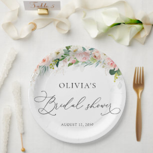 Ethereal Blush Rosa Rosen Junggesellinnen-Abschied Pappteller