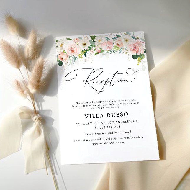 Ethereal Blush Wedding Reception Enclosure Card Begleitkarte (Von Creator hochgeladen)