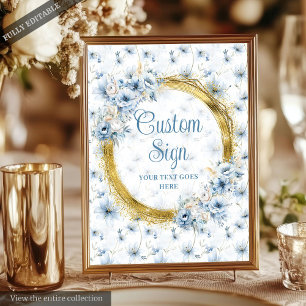 Ethereal Bohemisch Pastel Blue Gold Wedding Sign Poster