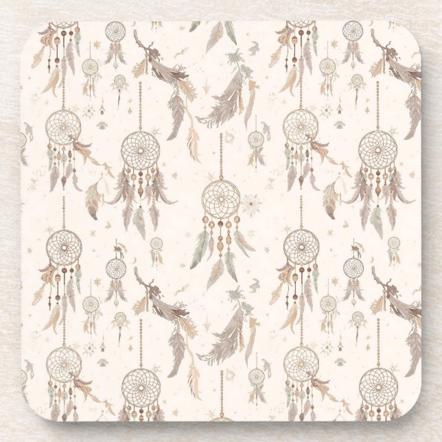 Ethereal Boho Dream Catcher Celestial Ceramic Tile Getränkeuntersetzer (Vorderseite)