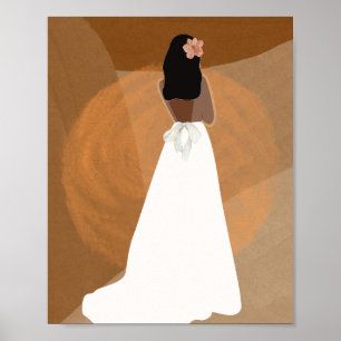 Ethereal-boho gesichtslose Frau in weiß gekleidet Poster
