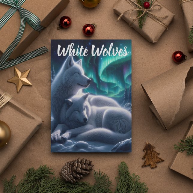 Ethereal Bond weiße Wölfe ruhen Postkarte (Von Creator hochgeladen)