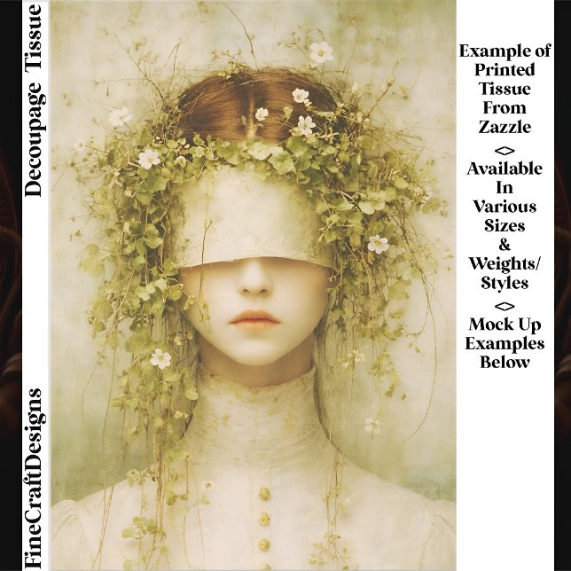Ethereal Botanical Blindfold Woman FH6 Decoupage Seidenpapier (Von Creator hochgeladen)