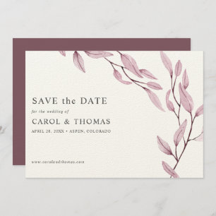 Ethereal Burgundy   chic botanisch Save the Date Einladung