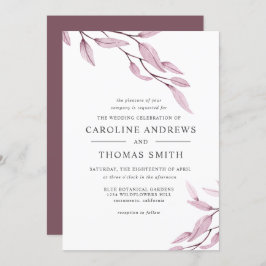 Ethereal Burgundy | Hochzeit von botanischen Blätt Einladung