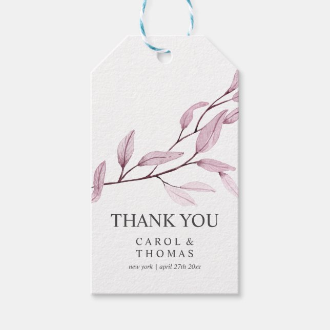 Ethereal Burgundy | monogramm Dankeschön Hochzeit Geschenkanhänger (Vorderseite)