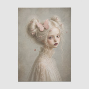 Ethereal Butterfly Girl Vintage Portrait Poster Seidenpapier