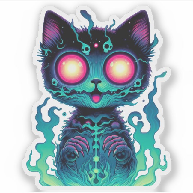 Ethereal Cat Shadow Aufkleber (Vorderseite)