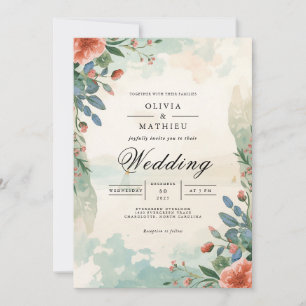 Ethereal Coral Floral Blüh Wedding Einladung