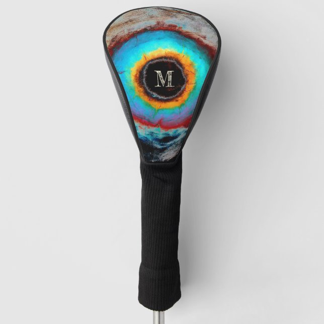 Ethereal Cosmic Eye Monogram Lebendige Abstrakte K Golf Headcover (Vorderseite)