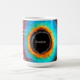 Ethereal Cosmic Eye Monogram Lebendige Abstrakte K Kaffeetasse