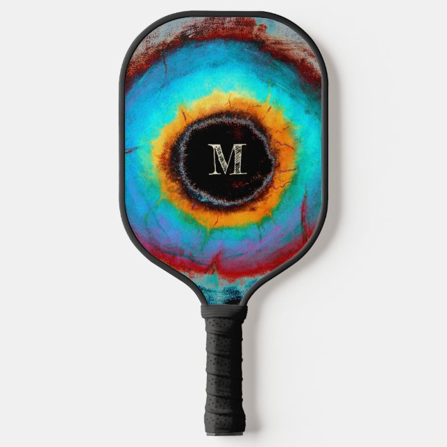 Ethereal Cosmic Eye Monogram Lebendige Abstrakte K Pickleball Schläger (Vorderseite)