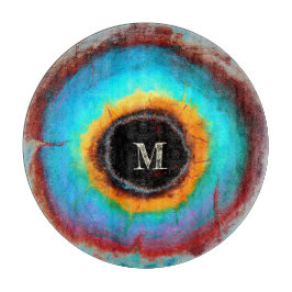 Ethereal Cosmic Eye Monogram Lebendige Abstrakte K Schneidebrett