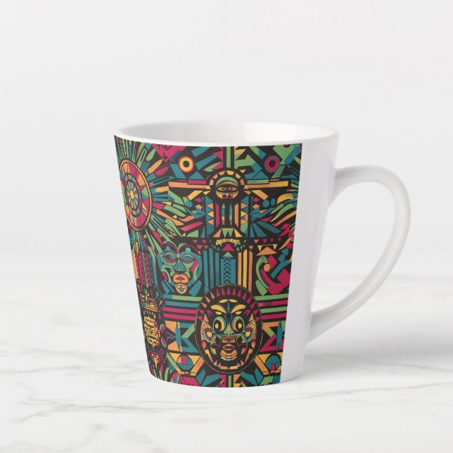 Ethereal Cyan "Eclipsed Suns and Pyramids" Latte Milchtasse (Rechts)