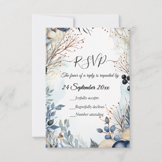 Ethereal Delicate Watercolor Serene Foliage RSVP Karte (Vorderseite)