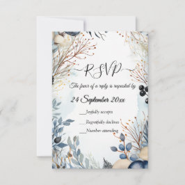 Ethereal Delicate Watercolor Serene Foliage RSVP Karte
