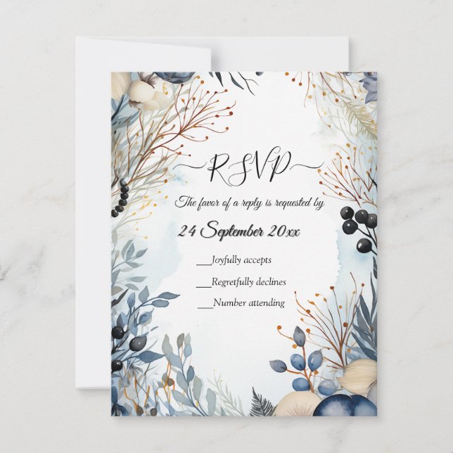 Ethereal Delicate Watercolor Serene Foliage RSVP Karte (Vorderseite)
