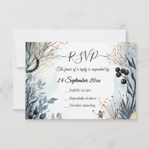 Ethereal Delicate Watercolor Serene Foliage RSVP Karte