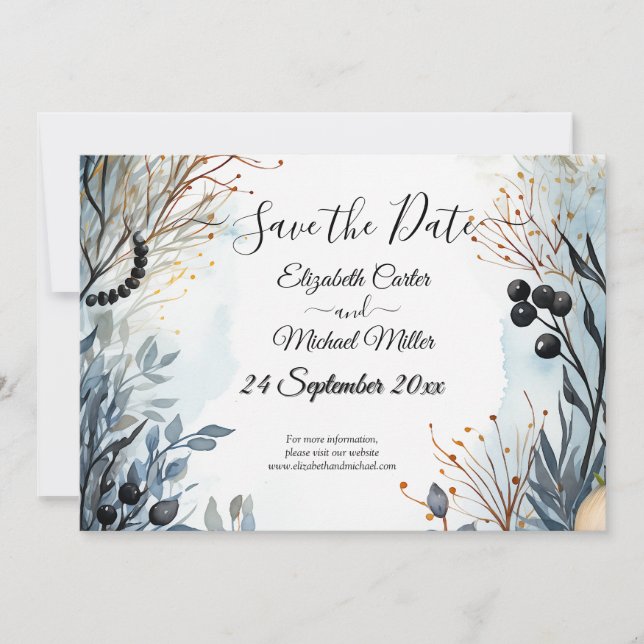 Ethereal Delicate Watercolor Serene Foliage Save The Date (Vorderseite)