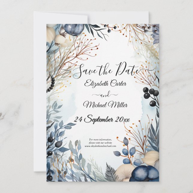 Ethereal Delicate Watercolor Serene Foliage Save The Date (Vorderseite)