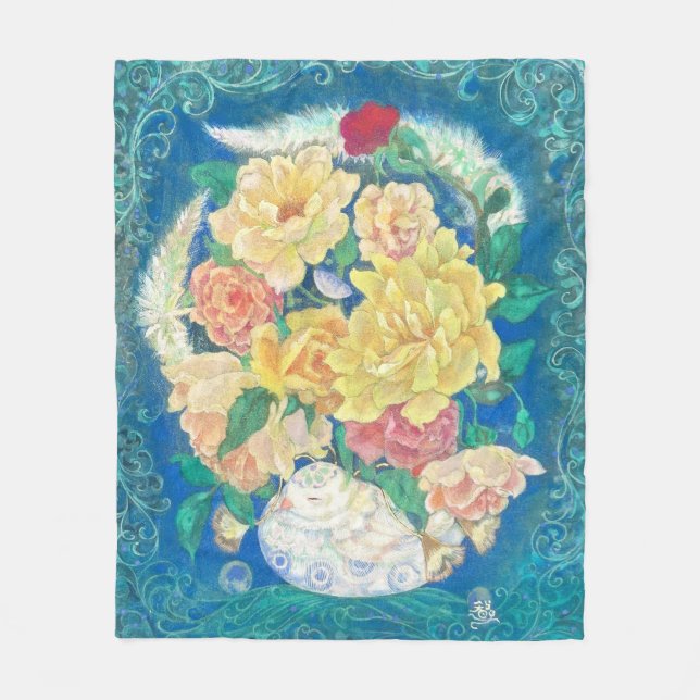 Ethereal Dove Bloom Fleecedecke (Vorderseite)