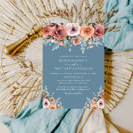 Ethereal Dusty Blue und Blush Peach Blumenzehen Einladung
