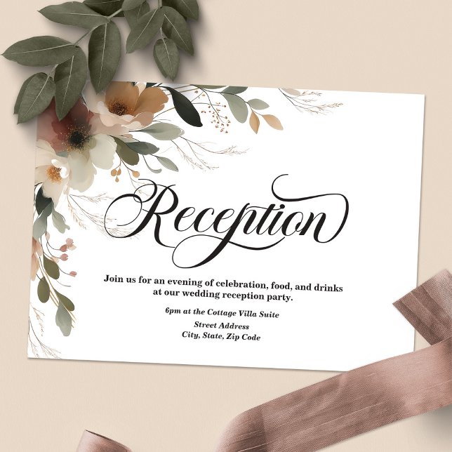 Ethereal Elegance Cottagecore Hochzeitsempfang Begleitkarte (Continue the celebration—our elegant reception cards guide guests from vows to festivities.)