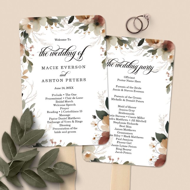 Ethereal-Elegance-Cottagecore-Hochzeitsprogramm Fächer (Step into a world where love and nature intertwine, with our Ethereal Elegance Programs.)