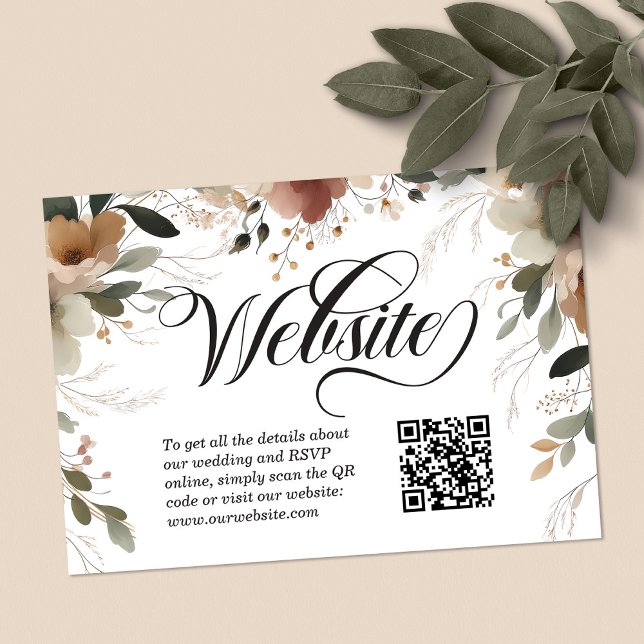 Ethereal Elegance Floral Wedding Website QR Code Begleitkarte (Scan, RSVP, celebrate—our QR code cards elegantly connect guests to your wedding details.)