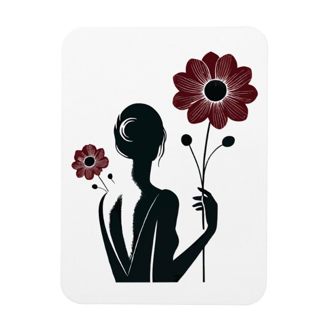 Ethereal Elegance - Frauen und Blume Magnet (Vertikal)