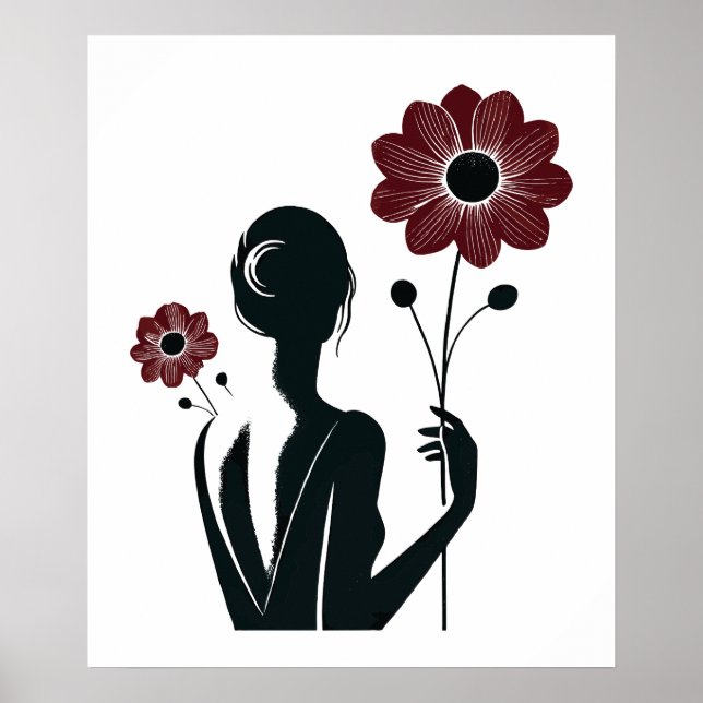 Ethereal Elegance - Frauen und Blume Poster (Vorne)