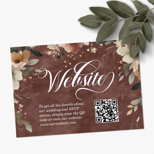 Ethereal Elegance Garnet Wedding Website QR Code Begleitkarte (Scan, RSVP, celebrate—our QR code cards elegantly connect guests to your wedding details.)
