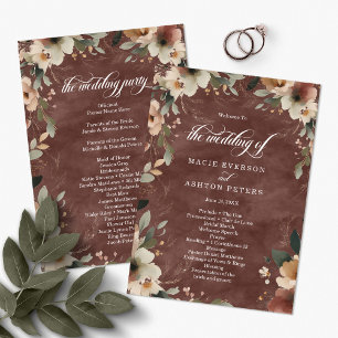 Ethereal Elegance Rustic Garnet Hochzeit Zeremonie Programm