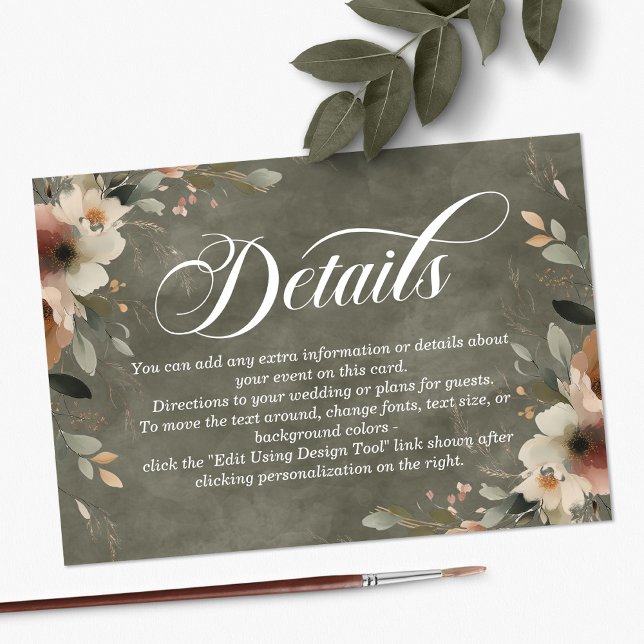 Ethereal Elegance Sage Whisper Hochzeit Details Begleitkarte (Detail your day with grace—our Ethereal Elegance enclosure cards guide guests beautifully.)