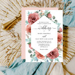 Ethereal Elegant Floral Geometrische Hochzeit Einladung<br><div class="desc">Freuen Sie sich auf Ihre Freunde und Familie mit dieser exquisiten Blumeneinladung. Ihre Hochzeitsdetails in geometrischem Rahmen, umgeben von handgemalten, wasserfarbenen Blume und Blattwerk in den Farben rot, staubige Rose, Elfenbein, Pfirsich, Minzblau, Grau und Salbei. Rückseite der Karte im romantischen Pfirsichschatten. Teil unserer "Ethereal" Blush Peach Hochzeit und Veranstaltungen Sammlung....</div>